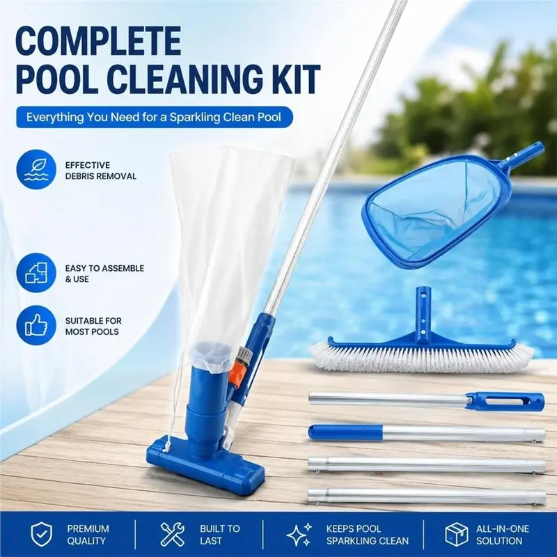 SHGO-For Above Ground Pool Cleaning Kit- Vacuum And Skimmer Combo, Spa Jet Model Includes Net& Brush EU Interface Plug
