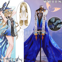 Wuthering Waves Game Cosplay Fleurdelys Big Cartethyia High Quality Blue Silk Elegant Trailing Dress Festival Outfit Customized