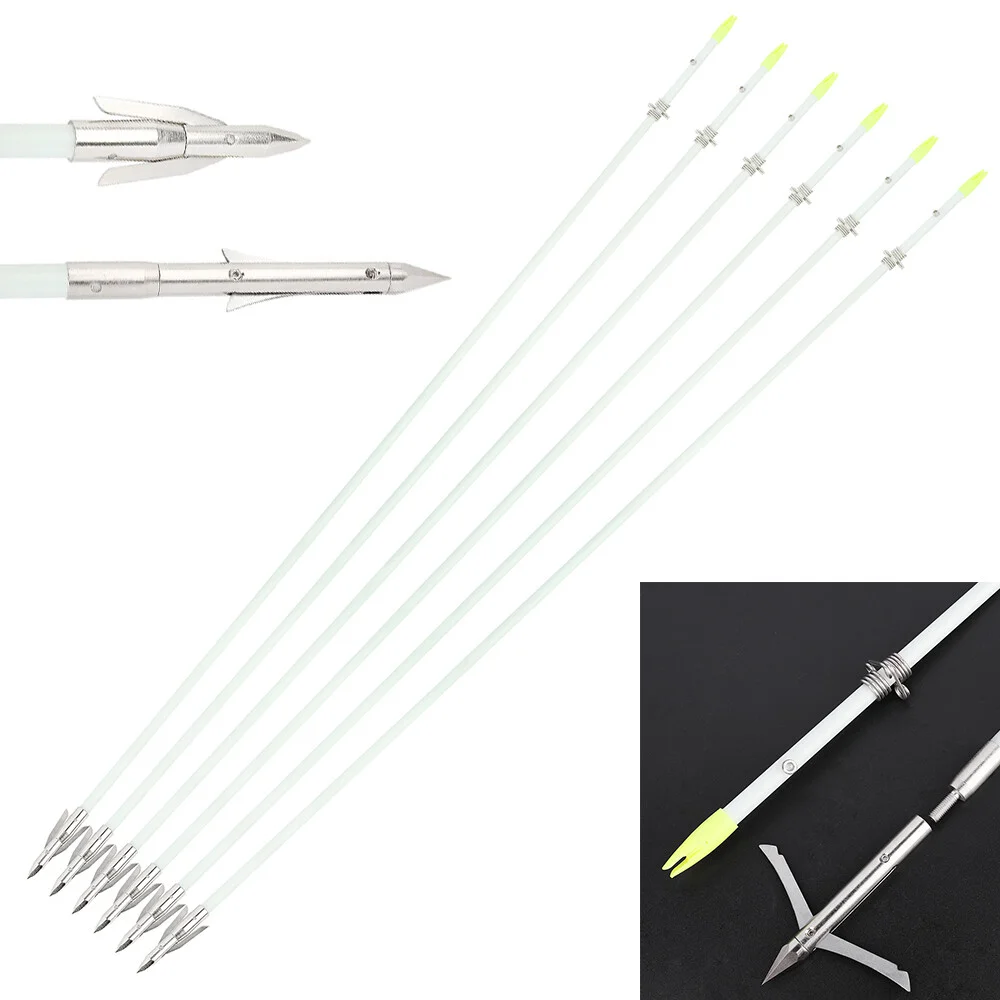 

12pcs Fiberglass Fishing Arrows 37.8 Inch 8mm Solid Shaft Can Tie Fishing Line for Bowfishing Hunting Shooting Use