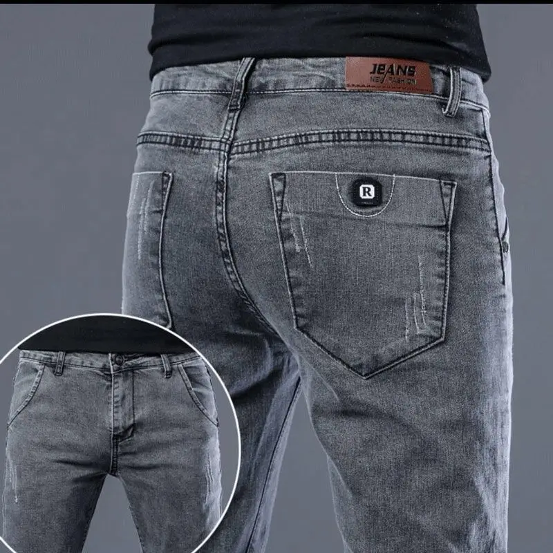 Jean Slim pour Homme, Design Rétro, Patchwork, Version Coréenne, Tendance, Rayures, Demin, Printemps Automne