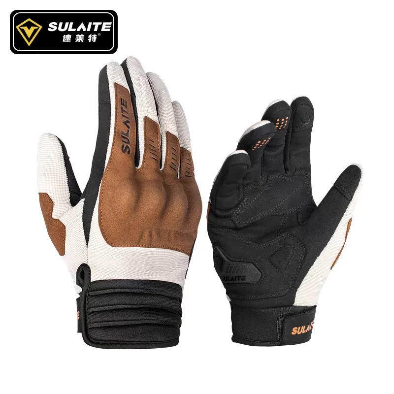 

SULAITE Motorcycle Riding Gloves Anti-drop Retro Locomotive Full Finger Men and Women Summer Touch Screen Breathable Knight Gear