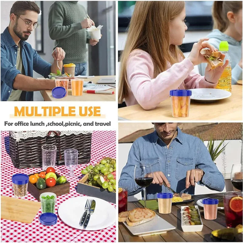 

WORTHOWN-20 Pack 4Oz Контейнер для заправки салата на ходу, небольшие контейнеры с крышками Герметичные контейнеры для приправ Многоразовый соус для погружения