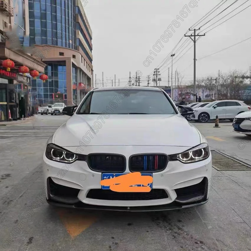 สําหรับ BMW 3 Series F30 2012-2018 M3 M4 สไตล์รถด้านหน้า Bmuper Lip 4x คุณภาพสูง ABS สปอยเลอร์ Glossy สีดําหรือคาร์บอนไฟเบอร์