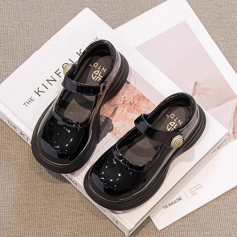 

Kids‘Casual Shoes PU Leather Fashion Summer Pearl Fashion Shoes For Childrens Breathable Anti-slip Black Size 26-36