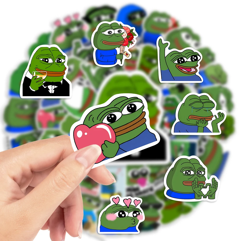 10/25/50Pcs Cartoon Funny Frog Stickers Laptop Luggage Water Cup Phone Case Guitar Fridge Car Motorcycle Waterproof PVC