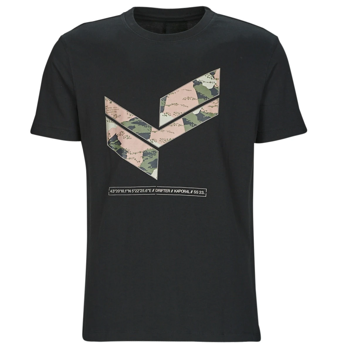 Kaporal CLAY EXODE 2 estampado de patrón periférico negro verano marca de lujo camisetas de algodón puro para hombres y mujeres mangas cortas