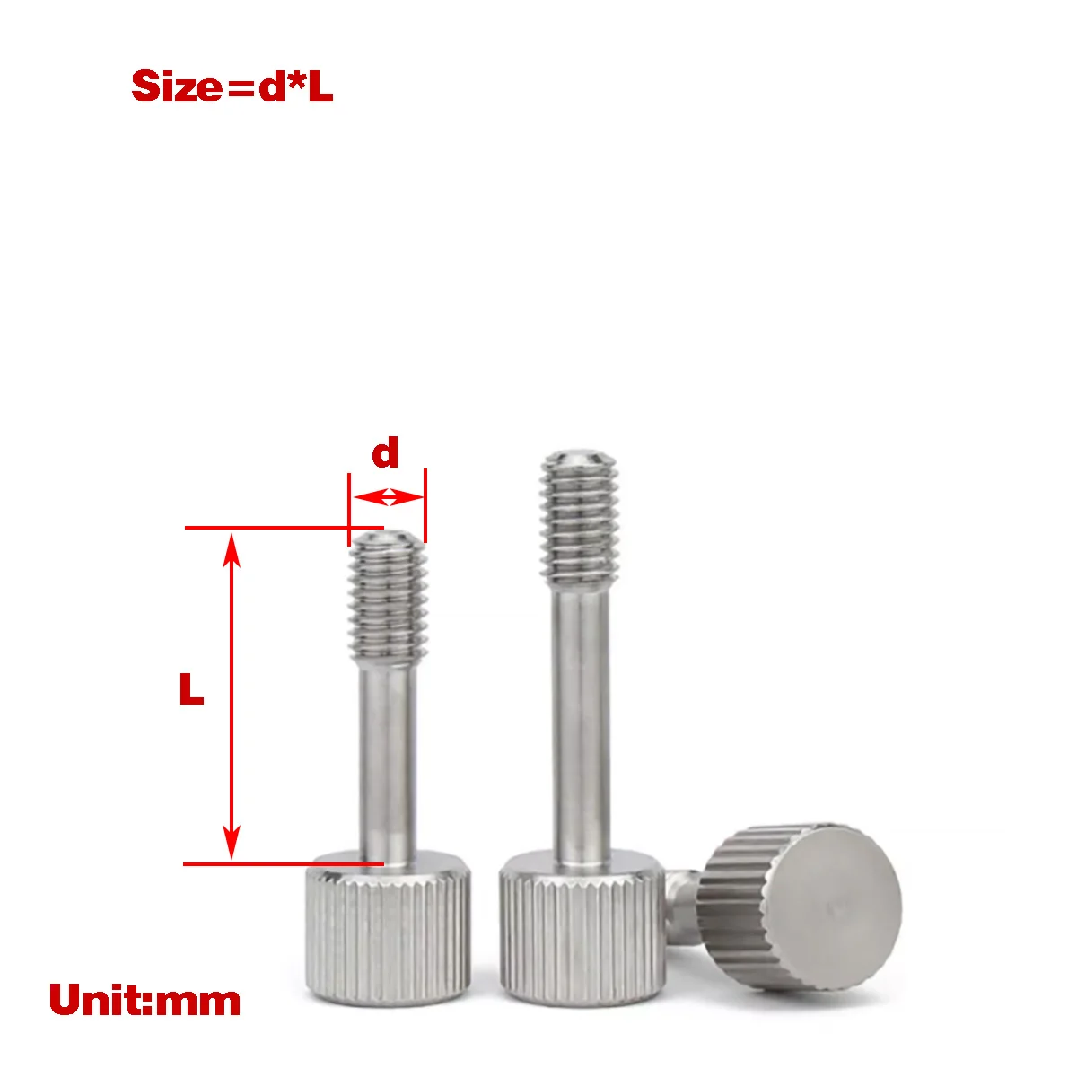 

304 Stainless Steel Small Head Hand Screw/Flat Head Knurled Screw M3M4M5M6