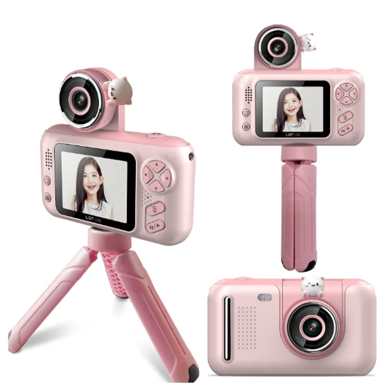 Popular Mini 2.4Inch  Digital Kids Toy Creative Tripod Rotatable Camera Lens Digital Camera For Children  Instant Camera