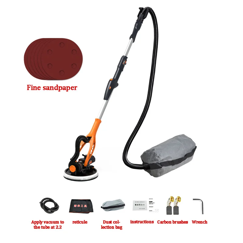 Foldable Adjust Speed Drywall Sander 850W 220V Wall Polishing Grinding Double Led Light Putty Polisher Machine