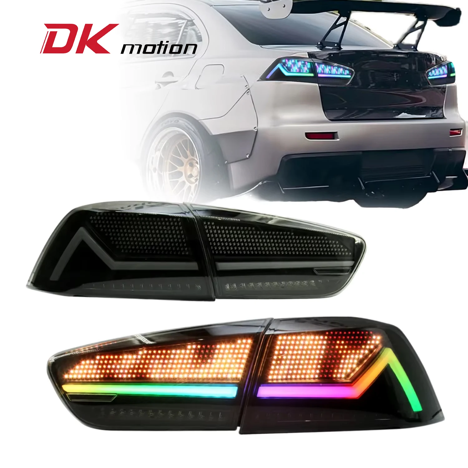 

DK Motion 2008-2018 для Mitsubishi Lancer Evolution Ex JDM RGB светодиодные задние фонари задний фонарь прозрачные линзы новые автозапчасти аксессуары