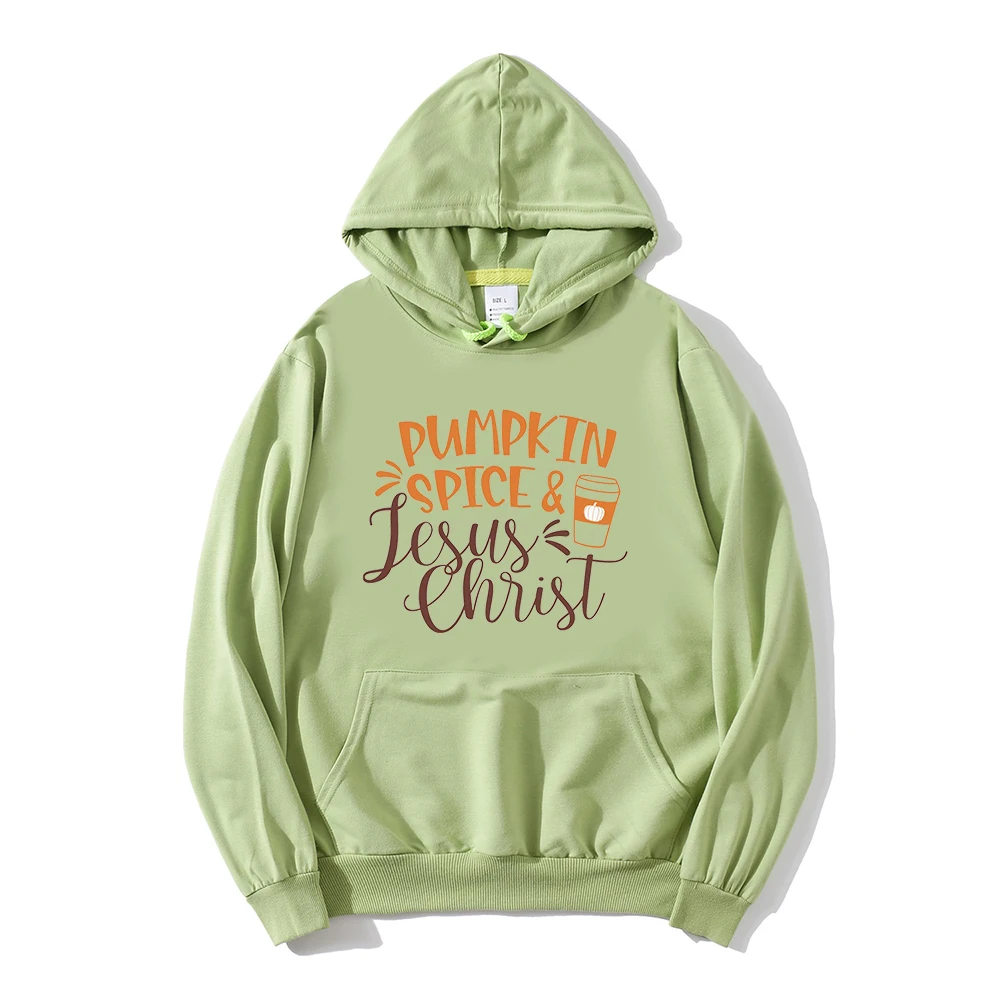 

Pumpkin Spice Jesus Christ Hoodies Women Fall Thanksgiving Quote Sweatshirt Pumpkin Spice Winter Clothes Harajuku