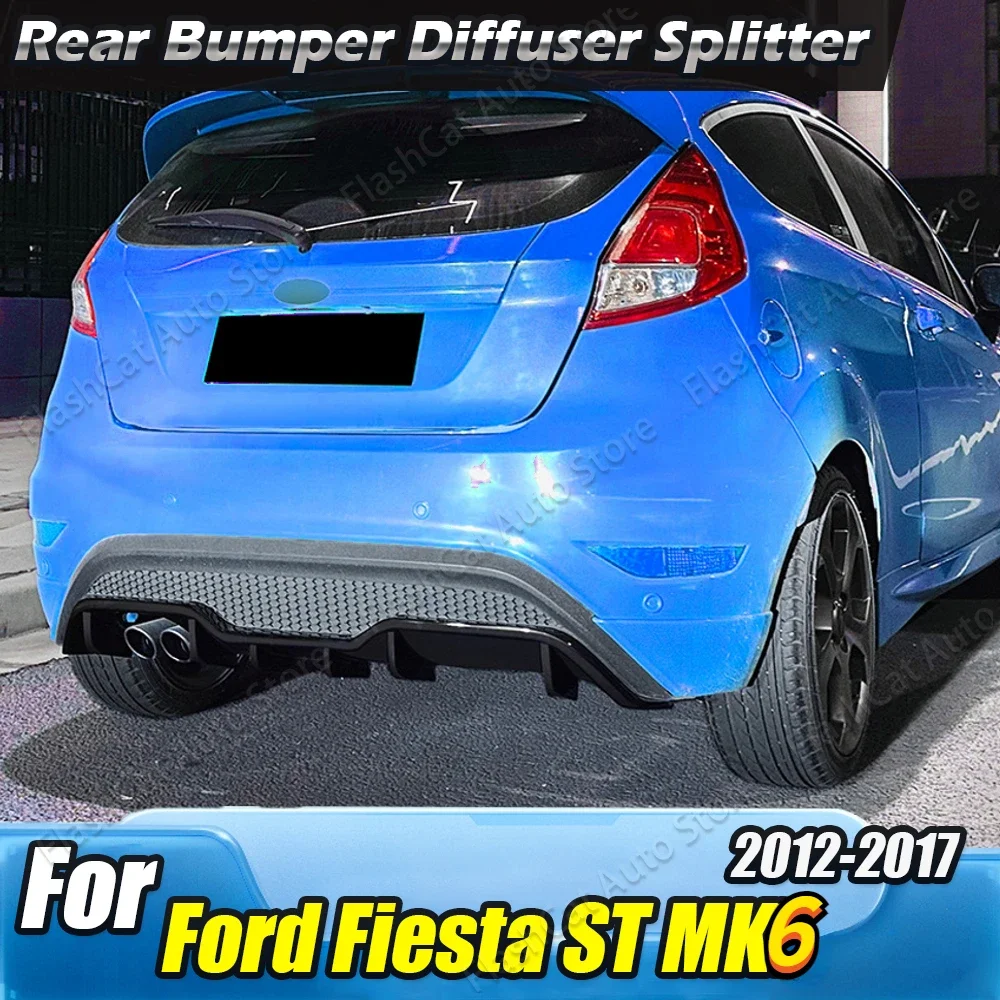 Fiesta ST MK6 Car Rear Bumper Lip Tuning Splitter Diffuser Side Trim Protector Spoiler Body Kit For Ford Fiesta ST MK6 2012-2017