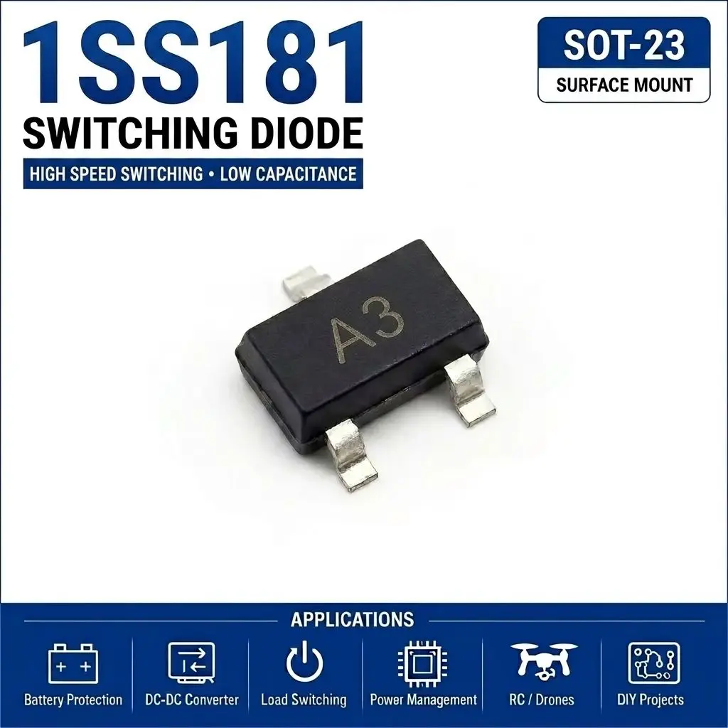 (100 pcs) 1SS181 (Marking A3) /1SS184 (Marking B3) /1SS226 (Marking C3) SOT-23 - Switching Diode Dual Common Cathode 80V 100mA