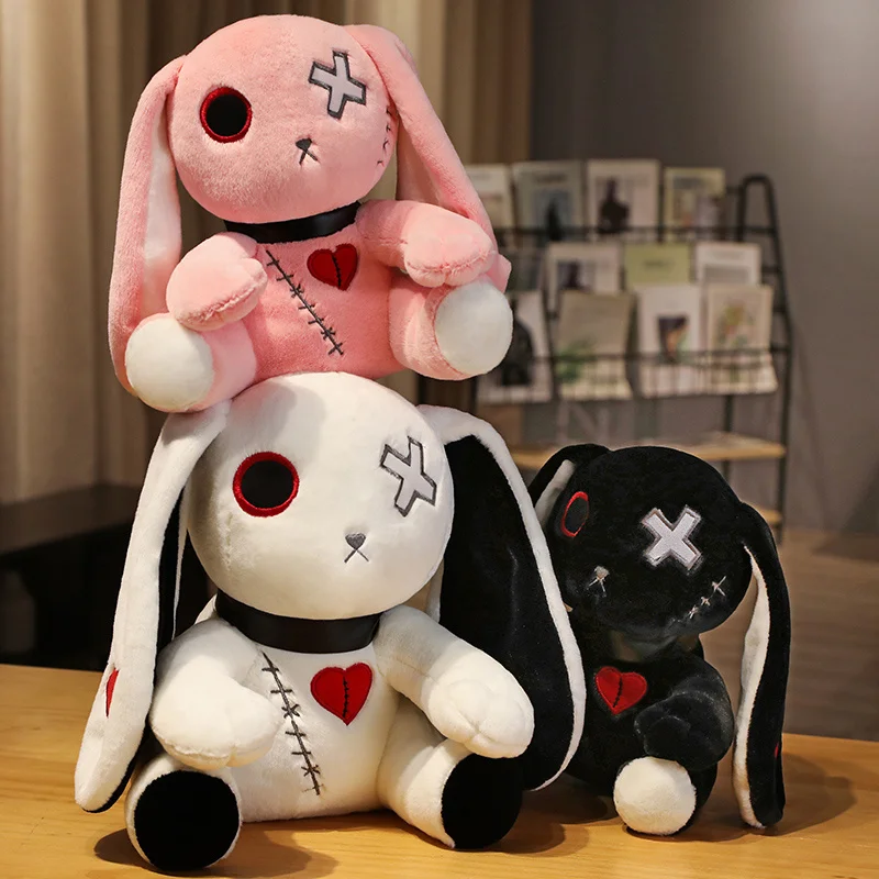 Dark Series Plush Bunny Toy Easter Rabbit Doll Stuffed Gothic Rock Style Bag Halloween Dunkles Kaninchen Birthday Christma Gift
