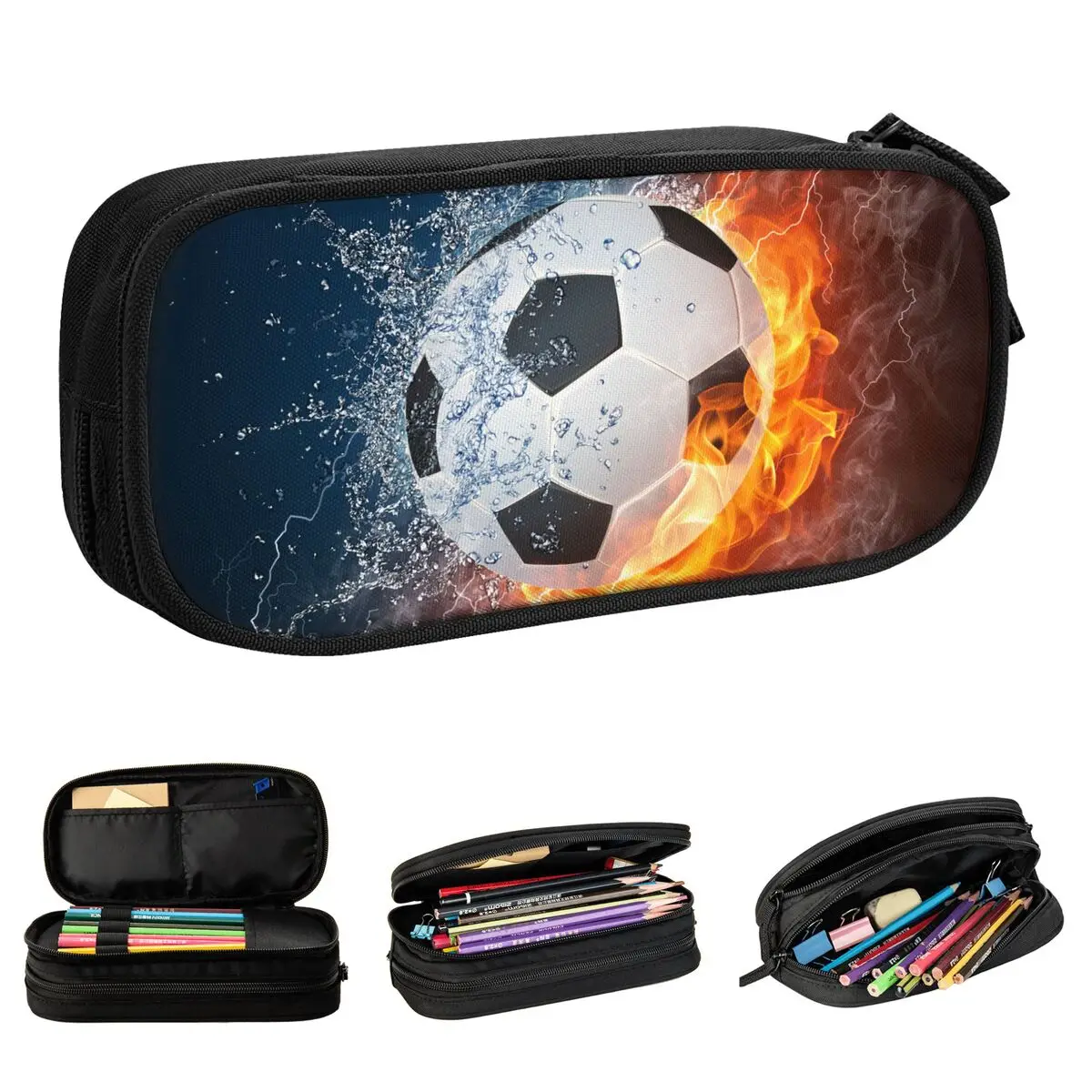 Balls Sports Pencil Cases Soccer Football Pencilcases Pen Box for Girl Boy Large Storage Bag Students School Zipper Stationery