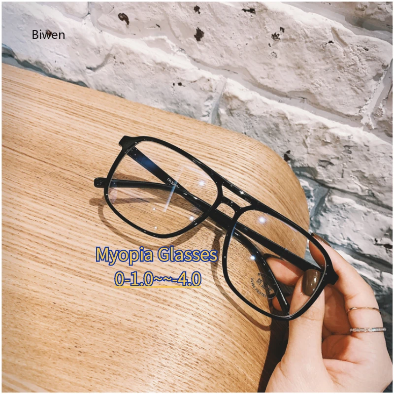 

Blue Light Blocking Nearsighted Glasses Women Men Double Beam TR90 Square Prescription Spectacle 0 -0.5 -0.75 -1.0 -2.0 To -4.0