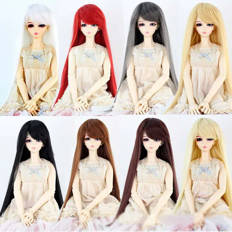 BJD sd 1/3 1/4 1/6 1/8 1/12 doll wig high temperature fiber long straight inclined bangs doll hair accessories