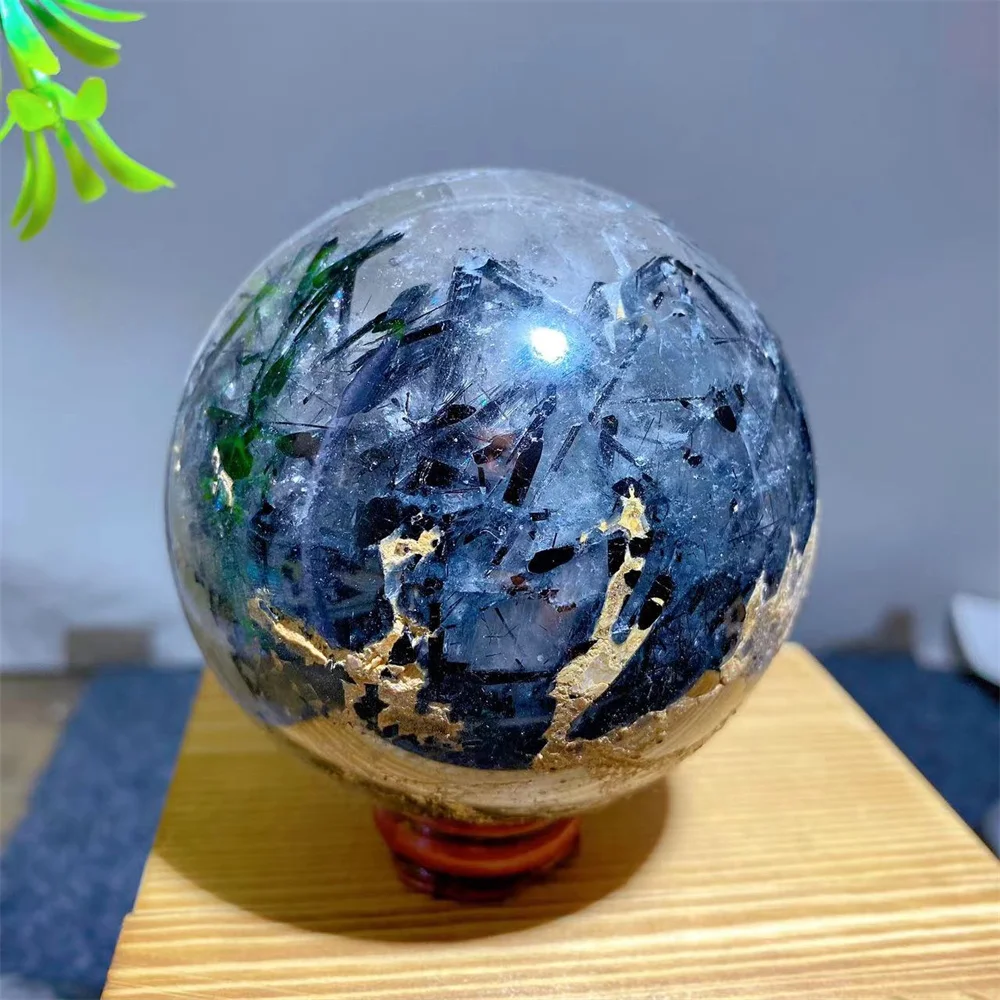 

Natural Ctrystal Black Stone Quartz Hair Rainbow Sphere Ball Gemstones Minerals Wicca Spiritual Reiki Ornaments Home Decoration