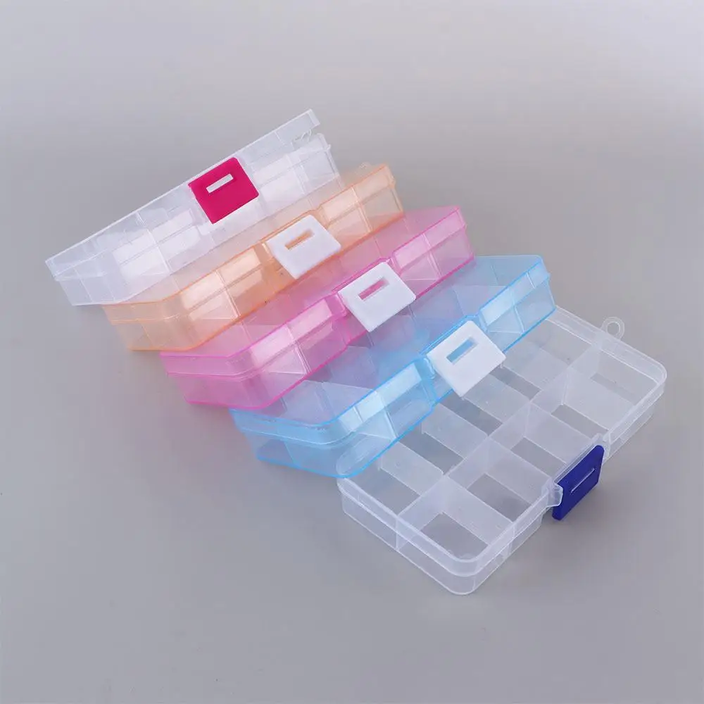 

Accessory Box Hook Lure Box Square Plastic Storage Case Transparent Fishing Tackle Box Storage Box 10 Compartments Fishing Box