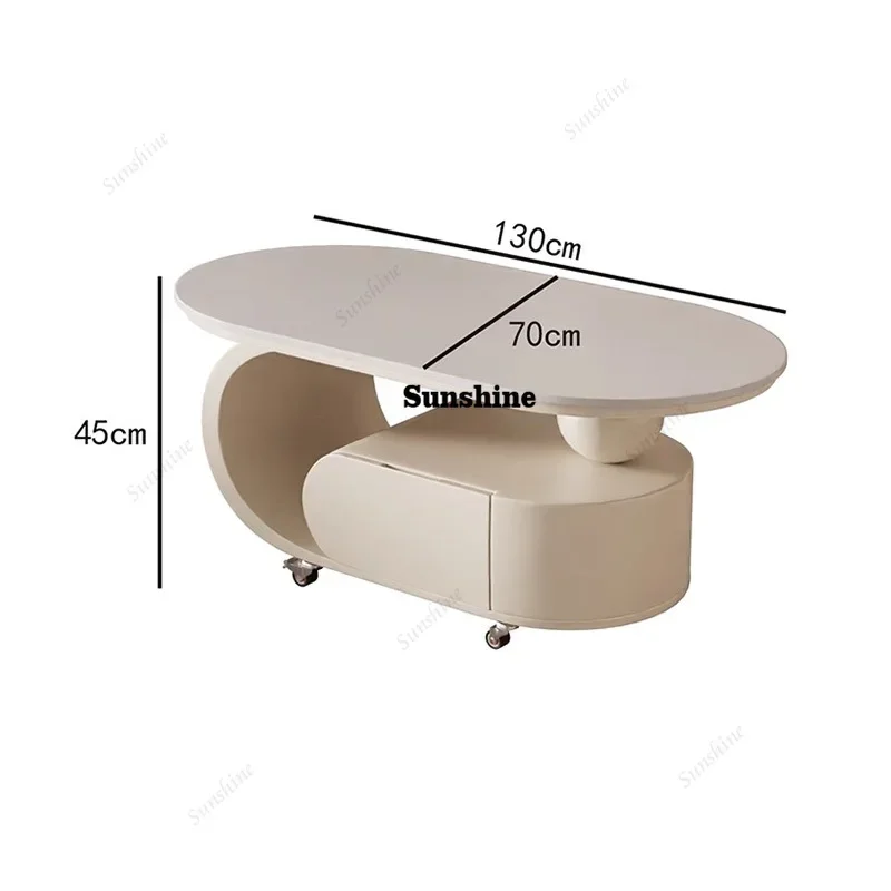 Classic Trendy Coffee Table On Wheels Neutral Nordic Hidden Storage Coffee Table Simple Mobile Side Table Living Room FurnitureT