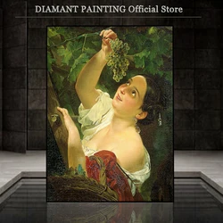 5d Diamond Painting girl picking grapes Picture Of Rhinestone Full Square Round Diamond Embroidery Portrait Mosaic Home Decor