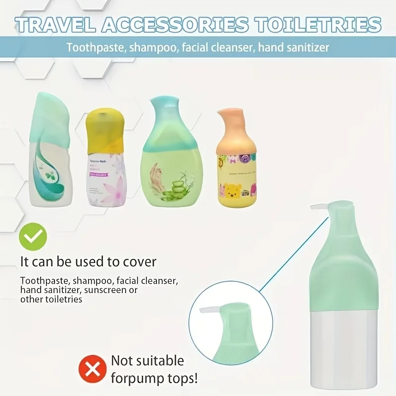 4-Pack Leak-Proof Silicone Bottle Caps, Suitable for Travel, Cruises, and Refillable Toiletries—Unisex Colorful Caps, Random Colors (Can Be Hand-Washed/Dry-Washed), Suitable for Bottles, Tubular Containers—Essential Items for Beach Vacations and Cruises