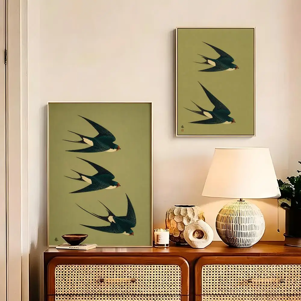 green Swallows Poster HD art sticky wall waterproof home living room bedroom bar decoration
