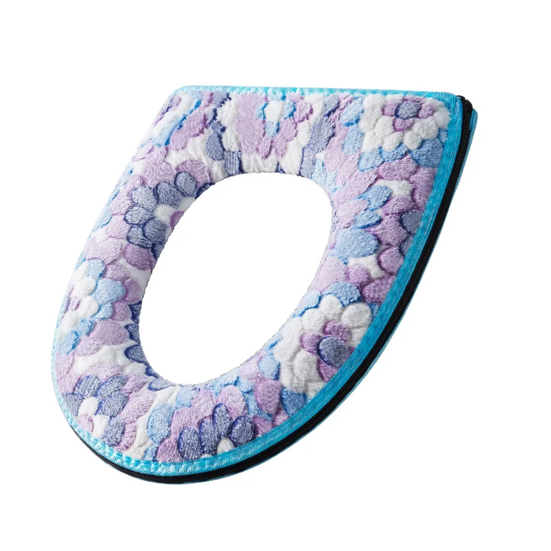 ホーム 厚みのある便座カバー、ジッパーとベルクロの二重固定、四季通用、洗える、柔らかく肌に優しい、滑り止めフィット