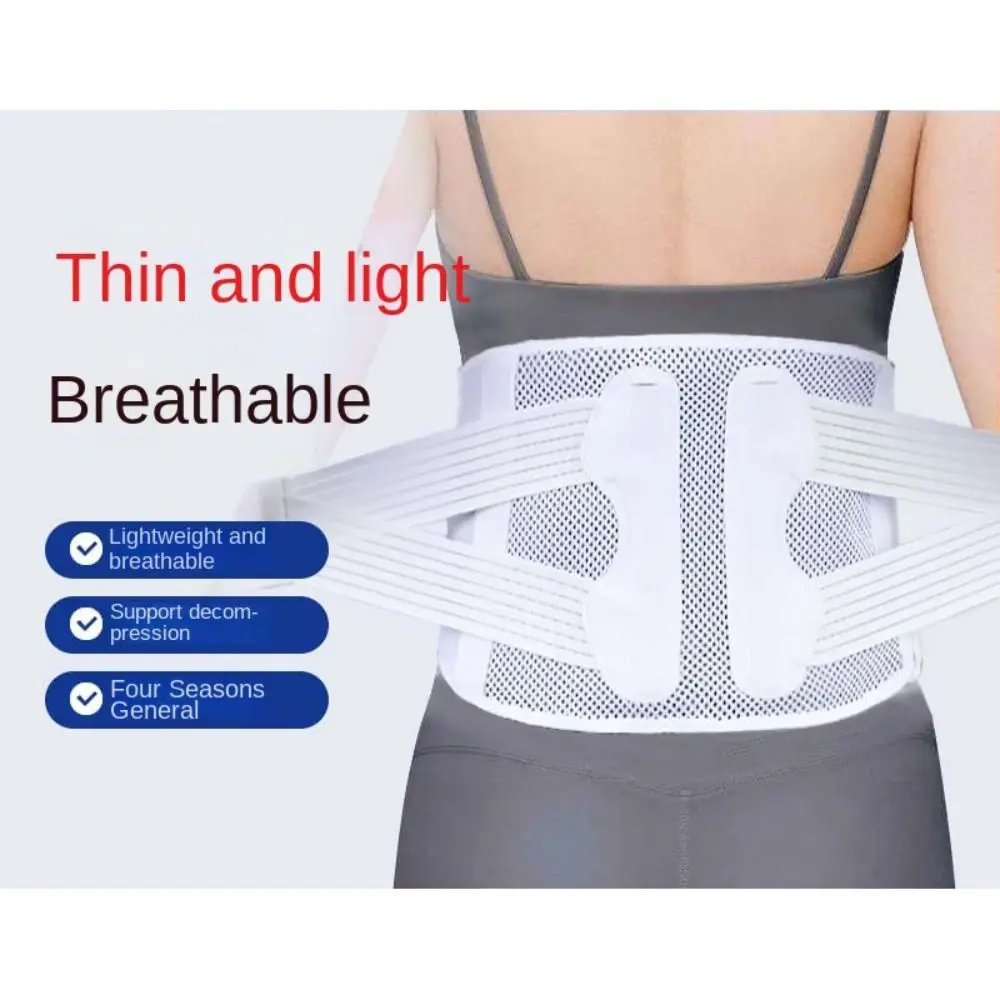 

New Polyester Steel Plate Waist Support Belt Black White Adjustable Therapy Back Brace Breathable Back Support Unisex