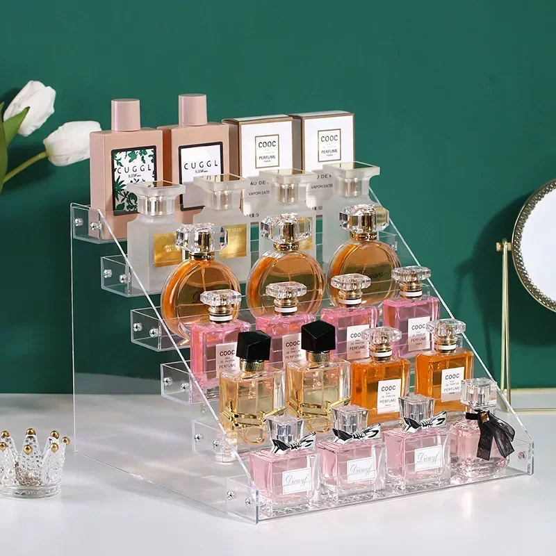 Transparent Acrylic Perfume Display Rack Multi-layer Nail Polish Storage Rack Ladder Desktop Toy Display Rack Shop Display Tool