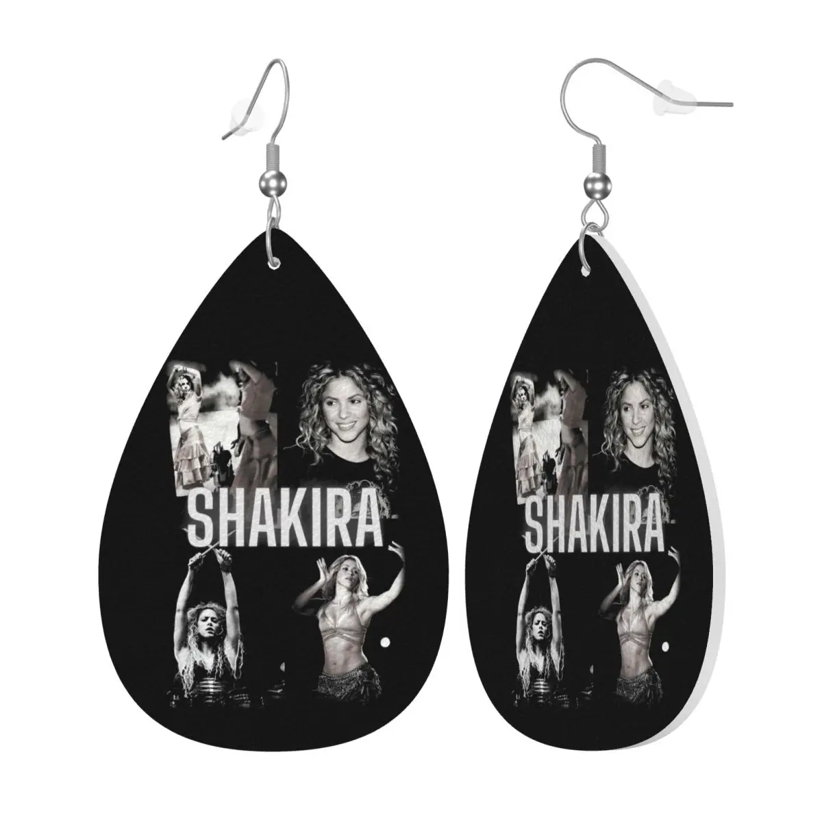 Custom Shakira Singer Star Leather Teardrop Earrings Fashion For Women Songs Music Jewelry Accessories For Valentine's Day