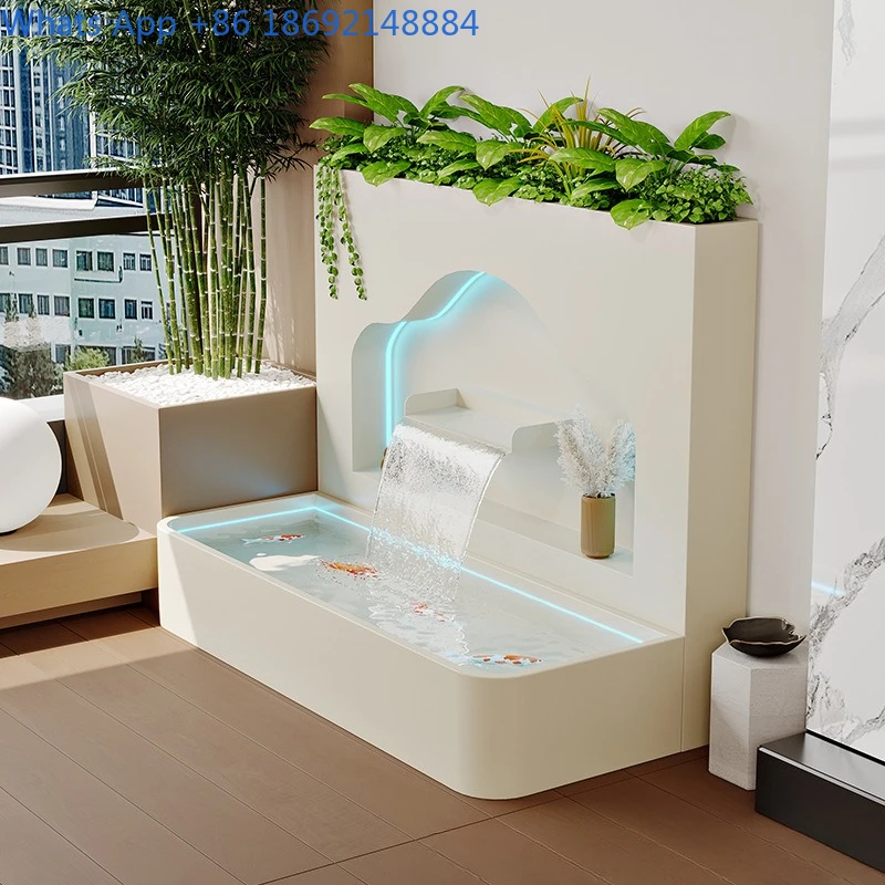 Aluminum Alloy Balcony Water Flow Flower Pond Combination Outdoor Courtyard Villa Water Feature Wall Stainless Steel Fish Tank
