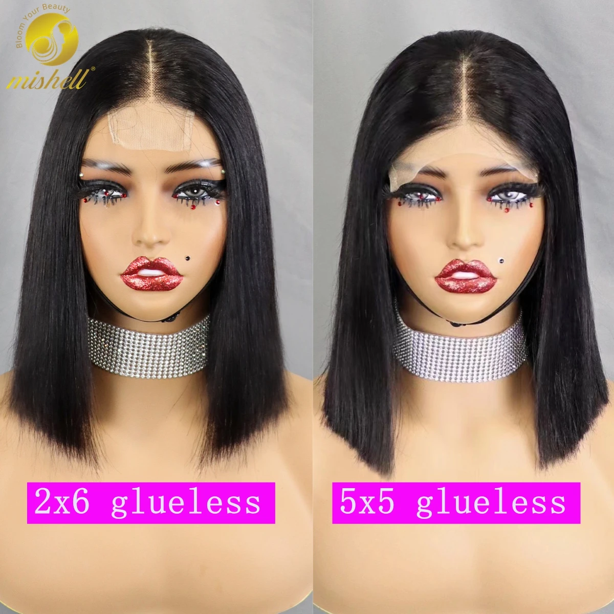 350% Density 2x6/5x5 HD Glueless Bone Straight Bob Wigs 16A Double Drawn Raw Burmese Virgin Human Hair Short Bob Wigs for Women