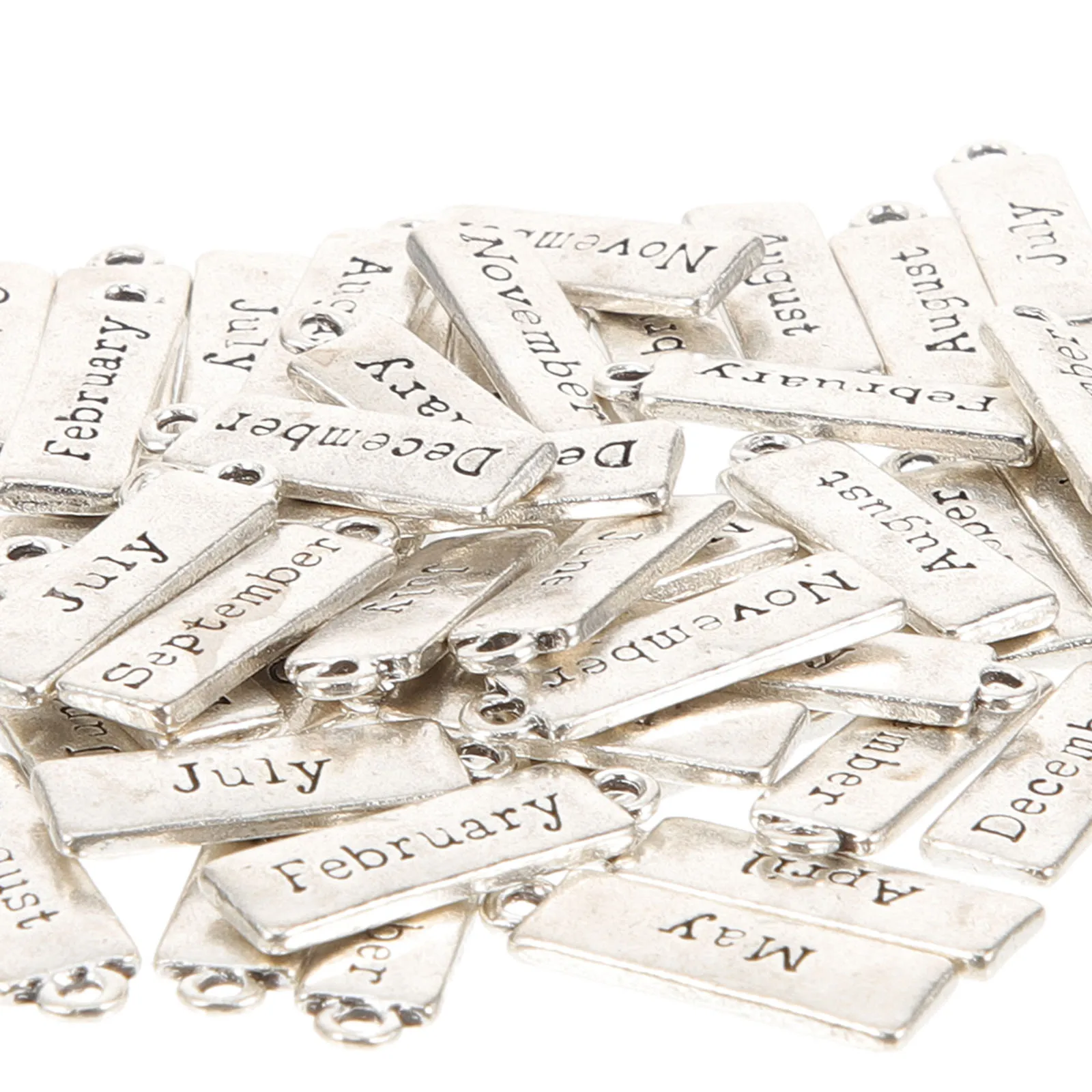 

50pcs Month Tag Alloy Jewelry Charms DIY Pendant Necklace Accessories Decorative Bracelet Keychain Craft Supplies