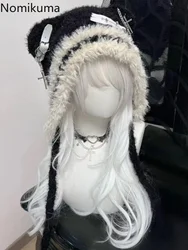 Chapeau d'oreille de chat gothique Lolita Y2K pour femme, bonnet noir, chauve-souris croisée, accessoires féminins, casquette punk, Harajuku, hiver, mignon