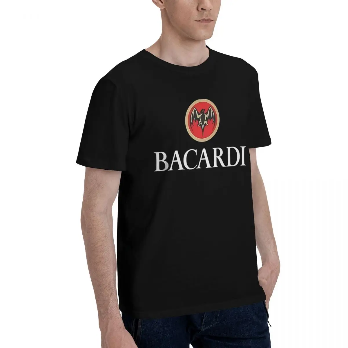 Bacardi Logo 100% قطن كاجوال مريح للتنفس تي شيرت رجالي ماركات ملابس تي شيرت رجالي #2
