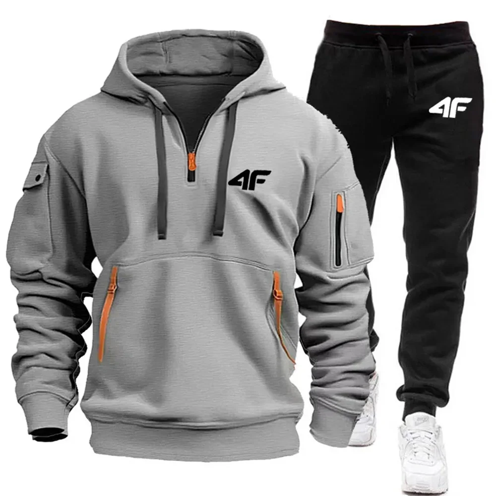 2024 New Men\'s Hoodie, Sports Brand, Hip Hop, Casual Sportswear, Zipper Hoodie Brand New, Fashionable Two Piece Set