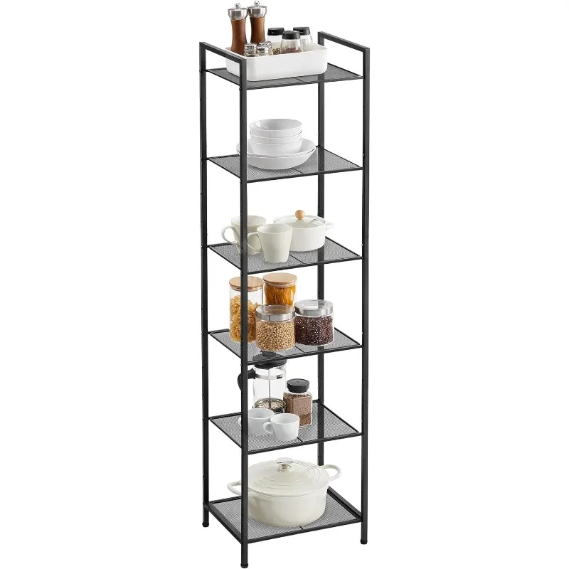 

6-Tier Storage Rack, Bathroom Shelf, Extendable Plant Stand with Adjustable Shelf, for Bathroom, Living Room, Balcony, Kitchen