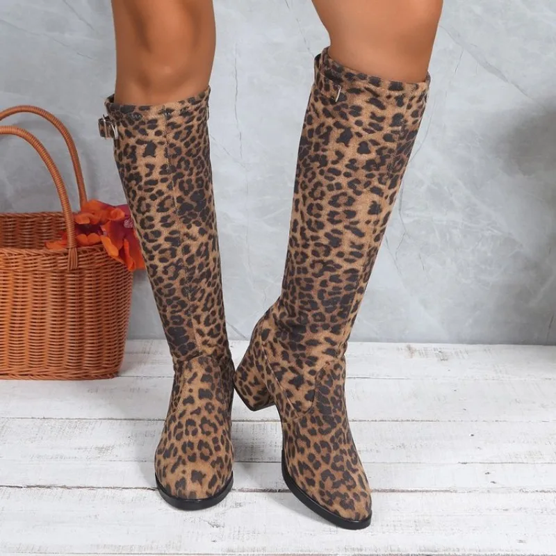 

New Women's Over-the-knee Boots Thigh High Low Heel Trend Elegant Plus Size Comfortable Fashion Round Head Black Plus Size 41 42