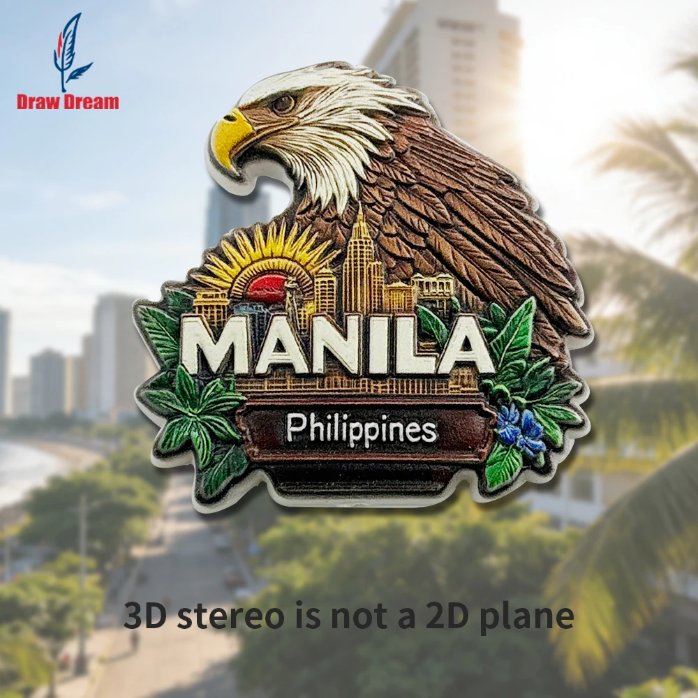 1Pc Philippines Manila Eagles Creative 3D Refrigerator Magnet World Travel Souvenir Collection Suitable for Home Office Decoration, Personalized Exclusive Travel Souvenir Magnetic Refrigerator Magnet Home Decoration, Kitchen, Room, Office, Cabinet Crafts Gift, Holiday Souvenir, Exquisite Small Gift