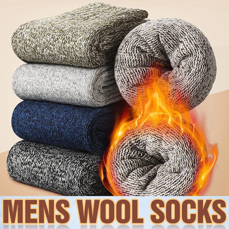 

5Pairs Winter Super Thicker Warm Socks Wool Male Men Women Socks Solid Socks Merino Wool Socks Against Cold Snow Terry Socks