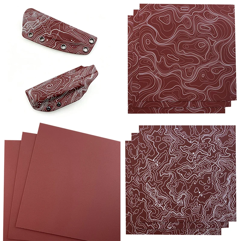 Red Brown Color Landform Pattern KYDEX Topographic Sheet Plate Thermoform Board for Sheath Scabbard Holsters DIY Making Material