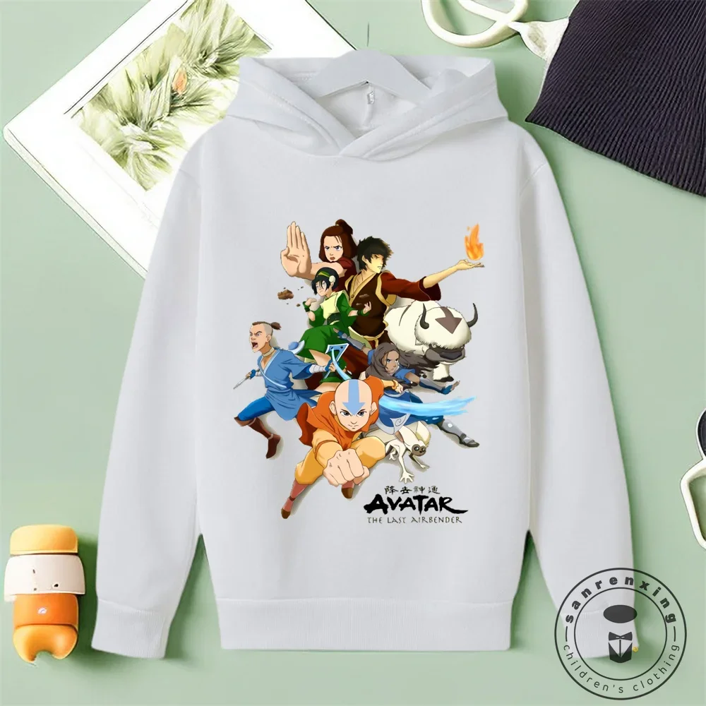 Hot Anime Avatar The Last Airbender Aang Fighting Graphic Printed Hooded Boys Girls Hoodies Harajuku Unisex Korean Sweatshirt