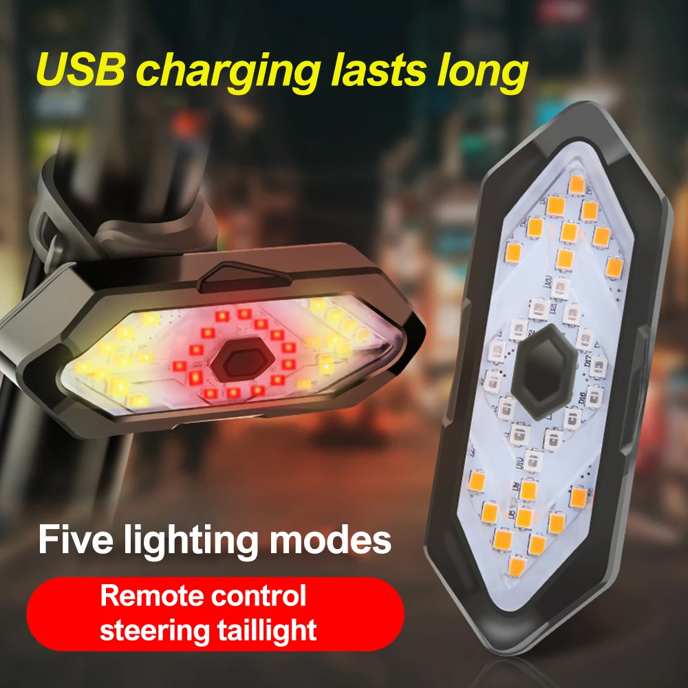 Bike Turn Signal Rear Light Remote Bicycle Lights LED USB Rechargeable Bicycle Lamp Bike Wireless Warning Tail Light