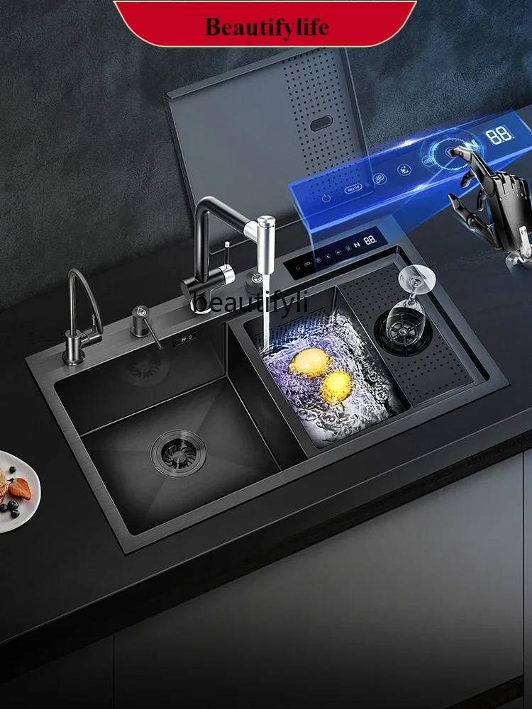 

B185 X188 Fruit and Vegetable Disinfection Double Catalyst Cup Washing Sink Disinfection Washing Machine Integrated Washing Basi