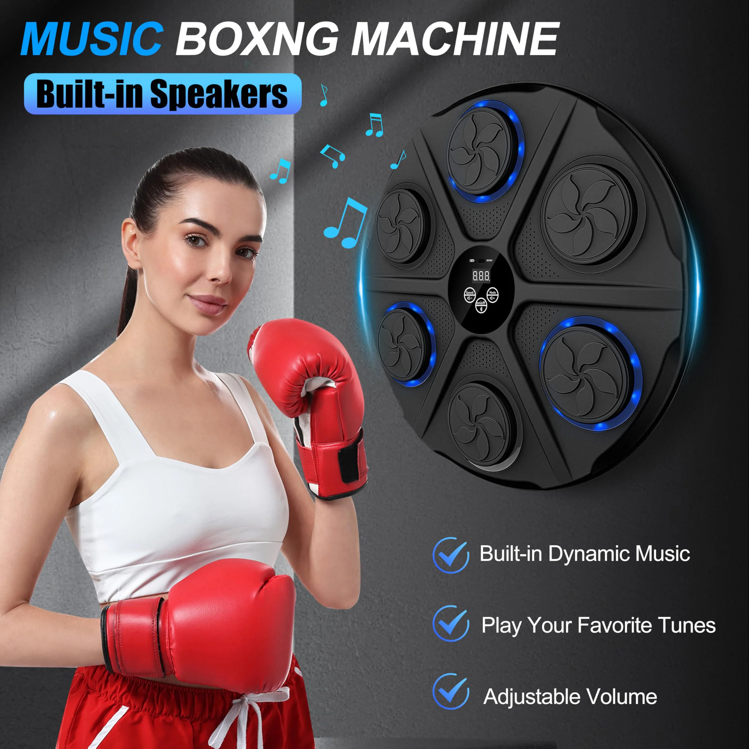 Musik-Boxmaschine, Weihnachtsgeschenk, Wandziel, Stanzen, Workout, intelligente Box-Trainingsmaschine, geeignet für Zuhause, Büro, Fitnessstudio
