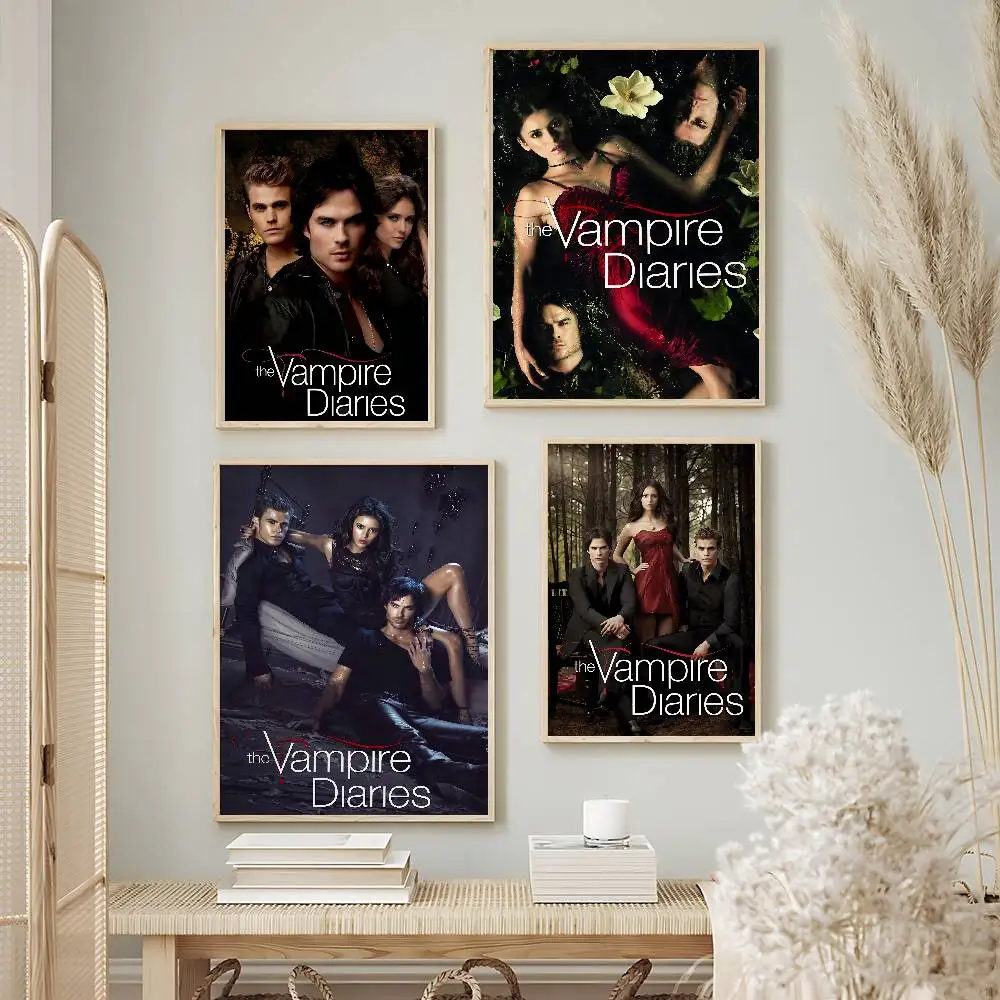 Gothic TV Series The Vampire Diaries Posters Premium Self-Adhesive No Residue Wall Sticker for Home Office Bar Decor
