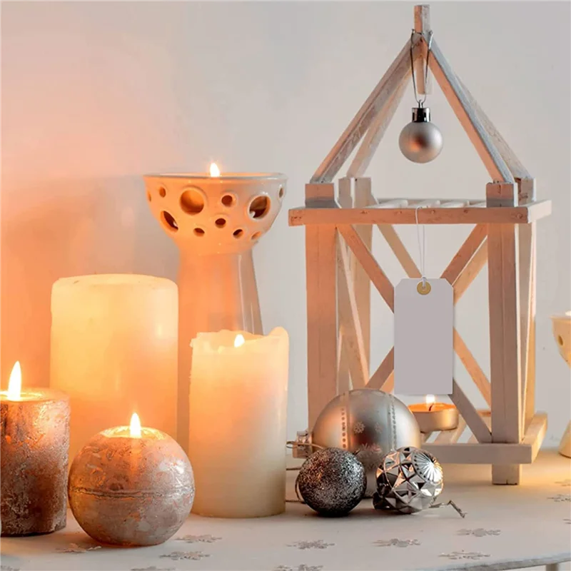 A23F-Large Reinforcing Hole Paper Tag With String Attached,200 Pcs Paper Hanging Tags With Elastic Rope Attached