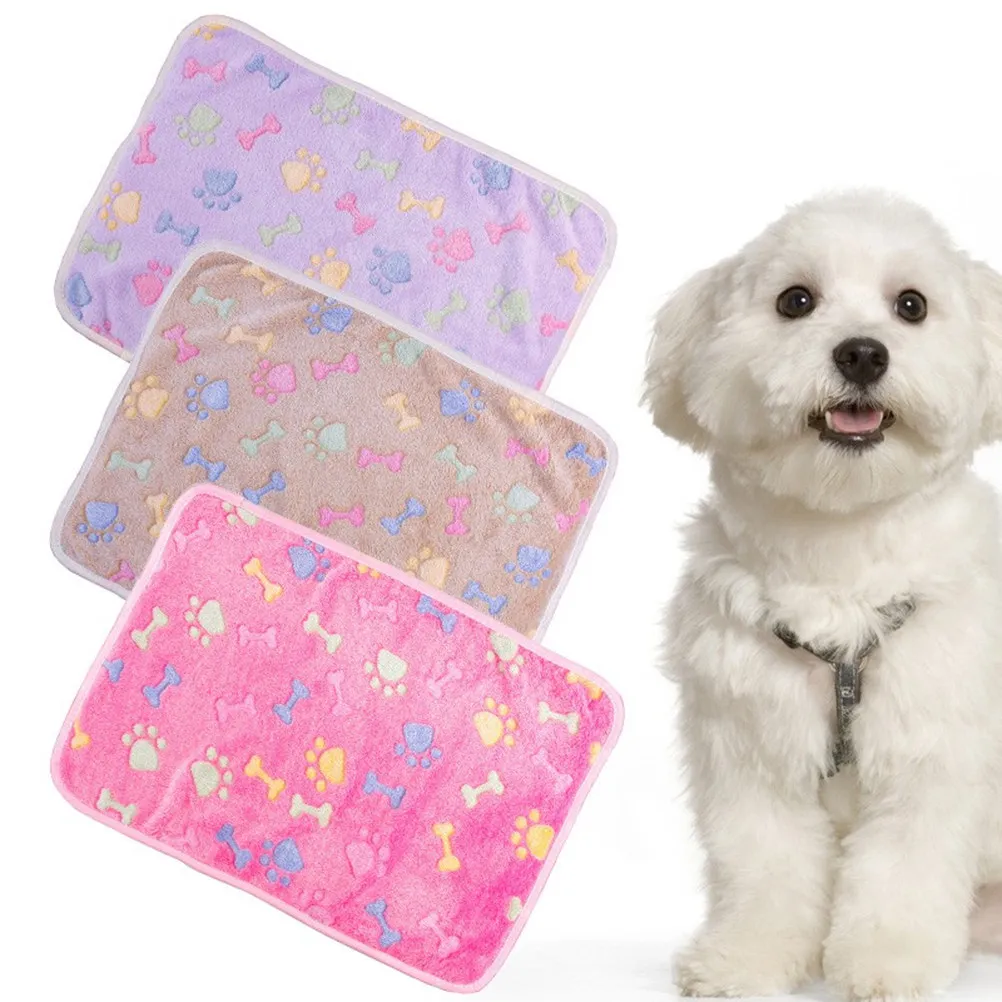 Pet Blanket Dog Mat Small Cat Puppy Kitten Soft Warm Sleep Cushion 60x40cm Brown Travel Sofa Bed Fleece Blanket