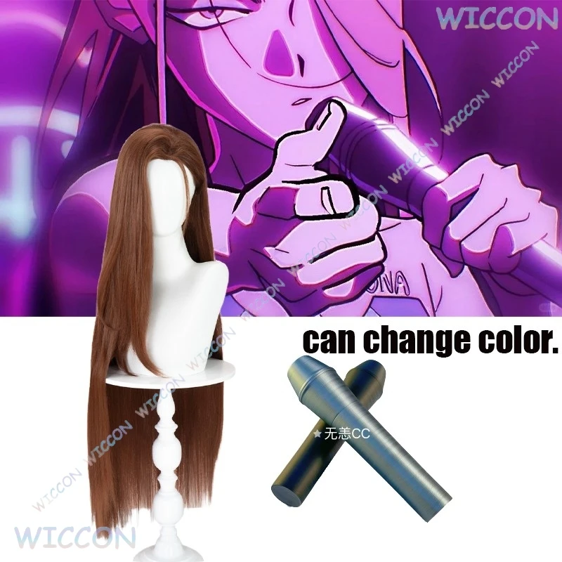 

Hyuna Performance Prop Микрофон Аниме Alien Stage Hyuna Косплей Парик Длинные волосы Hyuna Наклейка Женщины Хэллоуин Cos Аксессуары